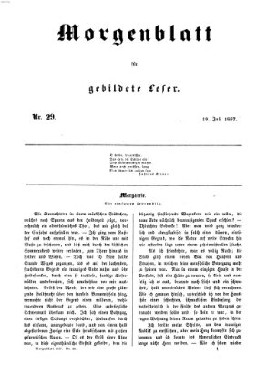 Morgenblatt für gebildete Leser (Morgenblatt für gebildete Stände) Sonntag 19. Juli 1857