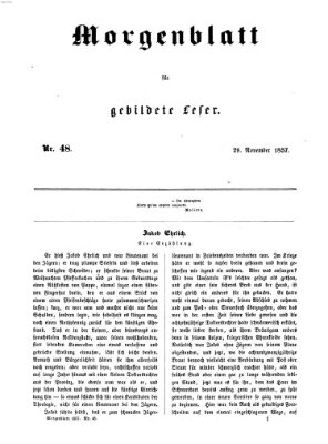Morgenblatt für gebildete Leser (Morgenblatt für gebildete Stände) Sonntag 29. November 1857