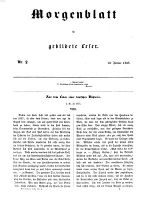 Morgenblatt für gebildete Leser (Morgenblatt für gebildete Stände) Sonntag 10. Januar 1858