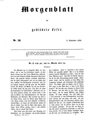 Morgenblatt für gebildete Leser (Morgenblatt für gebildete Stände) Sonntag 5. September 1858
