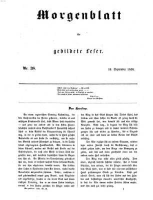 Morgenblatt für gebildete Leser (Morgenblatt für gebildete Stände) Sonntag 19. September 1858