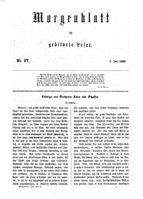 Morgenblatt für gebildete Leser (Morgenblatt für gebildete Stände) Sonntag 3. Juli 1859