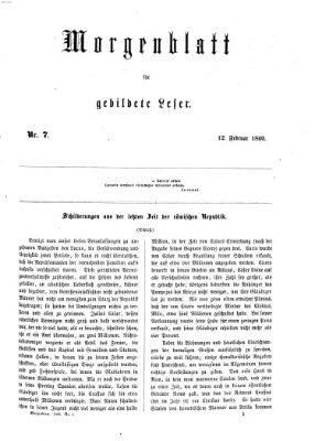 Morgenblatt für gebildete Leser (Morgenblatt für gebildete Stände) Sonntag 12. Februar 1860