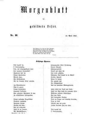 Morgenblatt für gebildete Leser (Morgenblatt für gebildete Stände) Dienstag 16. April 1861