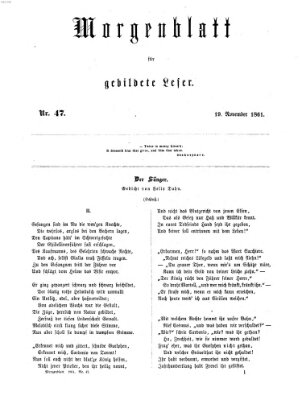 Morgenblatt für gebildete Leser (Morgenblatt für gebildete Stände) Dienstag 19. November 1861