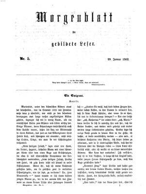 Morgenblatt für gebildete Leser (Morgenblatt für gebildete Stände) Mittwoch 29. Januar 1862