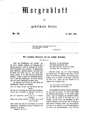 Morgenblatt für gebildete Leser (Morgenblatt für gebildete Stände) Mittwoch 16. April 1862