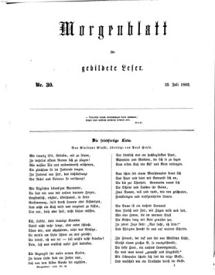 Morgenblatt für gebildete Leser (Morgenblatt für gebildete Stände) Mittwoch 23. Juli 1862