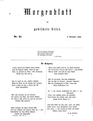 Morgenblatt für gebildete Leser (Morgenblatt für gebildete Stände) Mittwoch 5. November 1862