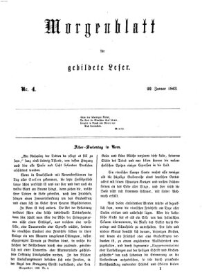 Morgenblatt für gebildete Leser (Morgenblatt für gebildete Stände) Donnerstag 22. Januar 1863