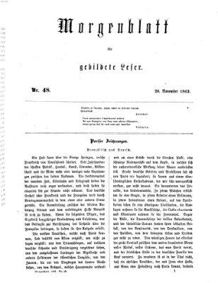 Morgenblatt für gebildete Leser (Morgenblatt für gebildete Stände) Donnerstag 26. November 1863