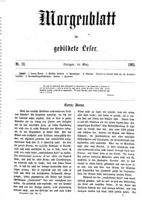 Morgenblatt für gebildete Leser (Morgenblatt für gebildete Stände) Sonntag 26. März 1865