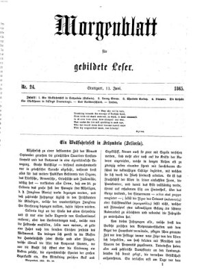 Morgenblatt für gebildete Leser (Morgenblatt für gebildete Stände) Sonntag 11. Juni 1865