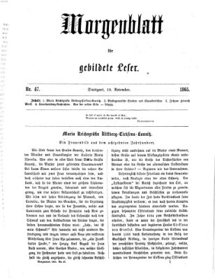 Morgenblatt für gebildete Leser (Morgenblatt für gebildete Stände) Sonntag 19. November 1865