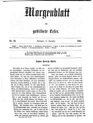 Morgenblatt für gebildete Leser (Morgenblatt für gebildete Stände) Sonntag 10. Dezember 1865