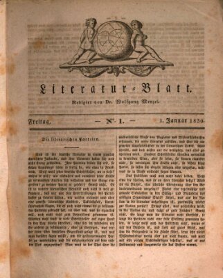 Morgenblatt für gebildete Stände Freitag 1. Januar 1830