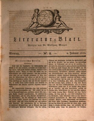 Morgenblatt für gebildete Stände Montag 4. Januar 1830