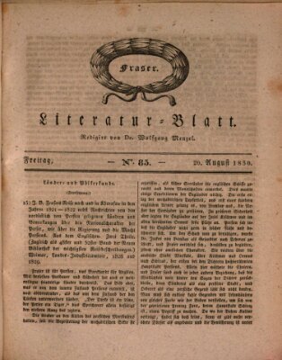 Morgenblatt für gebildete Stände Freitag 20. August 1830