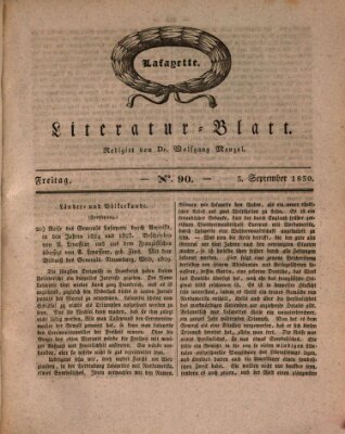 Morgenblatt für gebildete Stände Freitag 3. September 1830