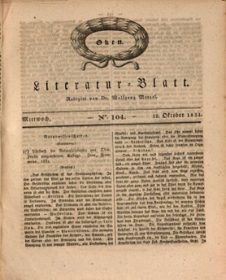 Morgenblatt für gebildete Stände Mittwoch 12. Oktober 1831