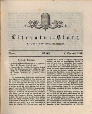 Morgenblatt für gebildete Stände Montag 8. September 1834