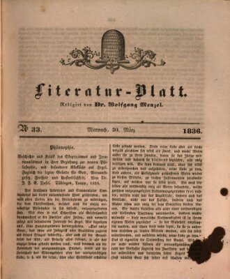 Morgenblatt für gebildete Stände Mittwoch 30. März 1836