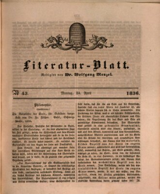 Morgenblatt für gebildete Stände Montag 25. April 1836