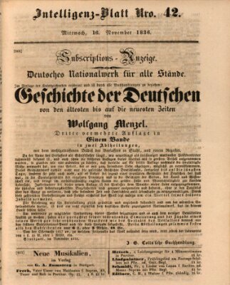 Morgenblatt für gebildete Stände Mittwoch 16. November 1836