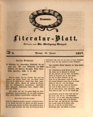 Morgenblatt für gebildete Leser (Morgenblatt für gebildete Stände) Montag 16. Januar 1837