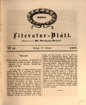 Morgenblatt für gebildete Leser (Morgenblatt für gebildete Stände) Freitag 17. Februar 1837