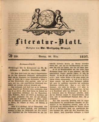 Morgenblatt für gebildete Leser (Morgenblatt für gebildete Stände) Montag 20. März 1837