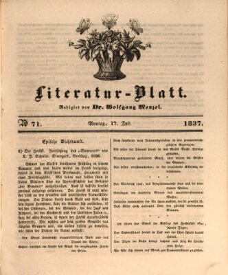 Morgenblatt für gebildete Leser (Morgenblatt für gebildete Stände) Montag 17. Juli 1837