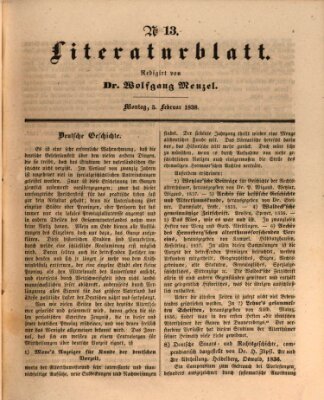 Morgenblatt für gebildete Leser (Morgenblatt für gebildete Stände) Montag 5. Februar 1838