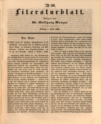 Morgenblatt für gebildete Leser (Morgenblatt für gebildete Stände) Freitag 1. Juni 1838