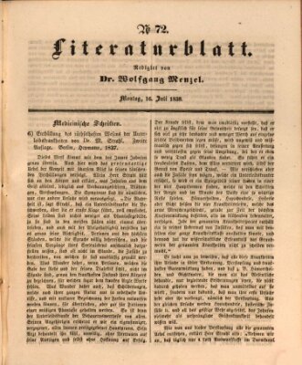 Morgenblatt für gebildete Leser (Morgenblatt für gebildete Stände) Montag 16. Juli 1838