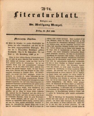 Morgenblatt für gebildete Leser (Morgenblatt für gebildete Stände) Freitag 20. Juli 1838