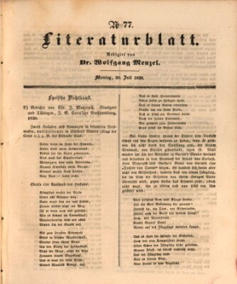 Morgenblatt für gebildete Leser (Morgenblatt für gebildete Stände) Montag 30. Juli 1838
