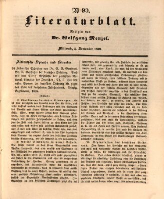 Morgenblatt für gebildete Leser (Morgenblatt für gebildete Stände) Mittwoch 5. September 1838