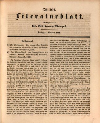 Morgenblatt für gebildete Leser (Morgenblatt für gebildete Stände) Freitag 5. Oktober 1838