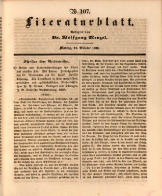 Morgenblatt für gebildete Leser (Morgenblatt für gebildete Stände) Montag 22. Oktober 1838