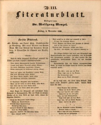 Morgenblatt für gebildete Leser (Morgenblatt für gebildete Stände) Freitag 2. November 1838
