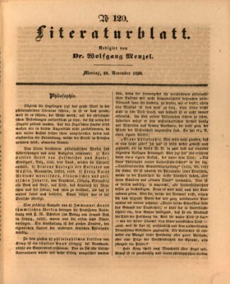 Morgenblatt für gebildete Leser (Morgenblatt für gebildete Stände) Montag 26. November 1838
