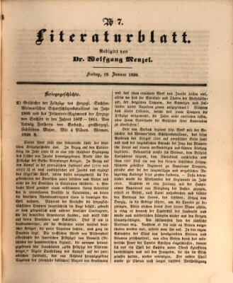 Morgenblatt für gebildete Leser (Morgenblatt für gebildete Stände) Freitag 18. Januar 1839