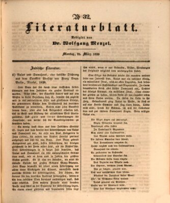 Morgenblatt für gebildete Leser (Morgenblatt für gebildete Stände) Montag 25. März 1839