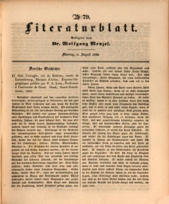 Morgenblatt für gebildete Leser (Morgenblatt für gebildete Stände) Montag 5. August 1839