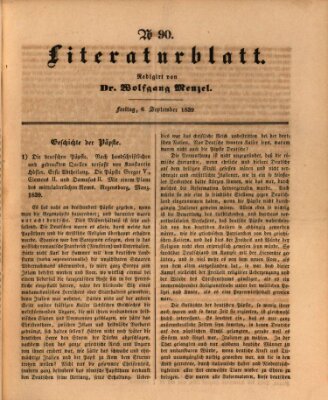 Morgenblatt für gebildete Leser (Morgenblatt für gebildete Stände) Freitag 6. September 1839