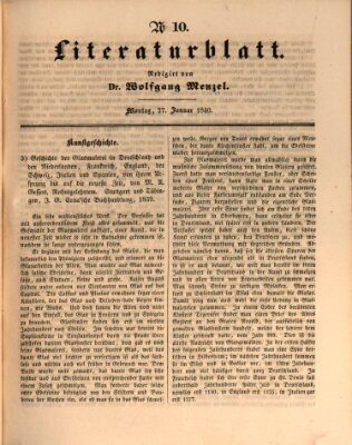 Morgenblatt für gebildete Leser (Morgenblatt für gebildete Stände) Montag 27. Januar 1840