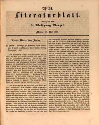 Morgenblatt für gebildete Leser (Morgenblatt für gebildete Stände) Montag 18. Mai 1840