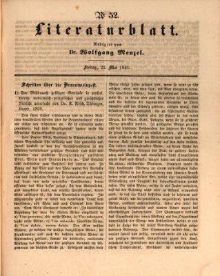 Morgenblatt für gebildete Leser (Morgenblatt für gebildete Stände) Freitag 22. Mai 1840