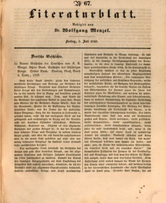 Morgenblatt für gebildete Leser (Morgenblatt für gebildete Stände) Freitag 3. Juli 1840